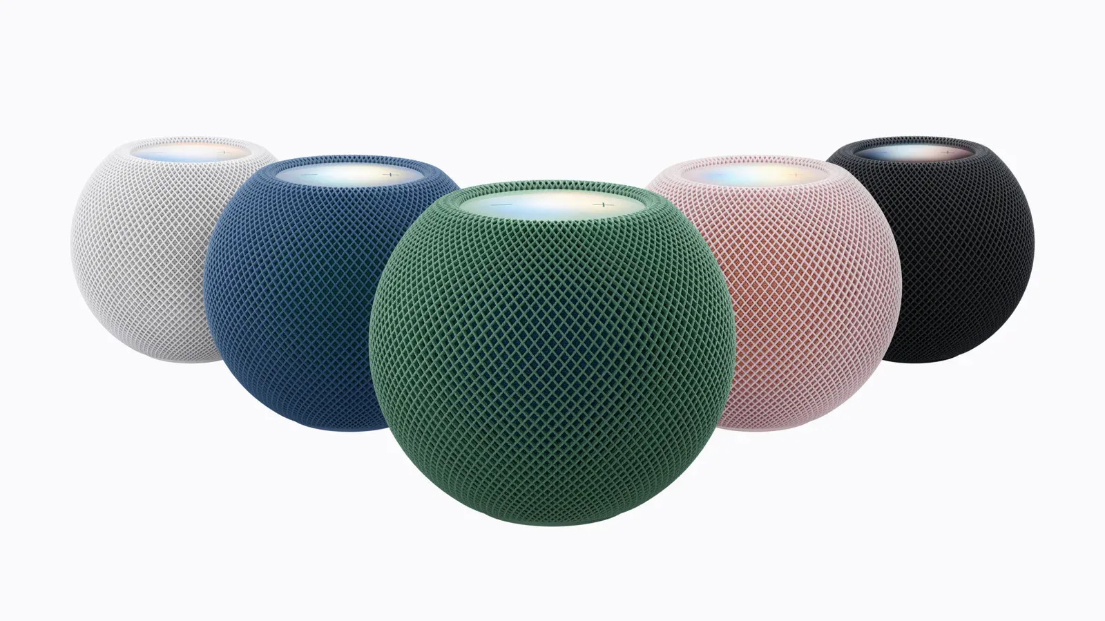 Apple HomePod mini 2 smart speaker in blue, green, pink, white and Midnight finishes