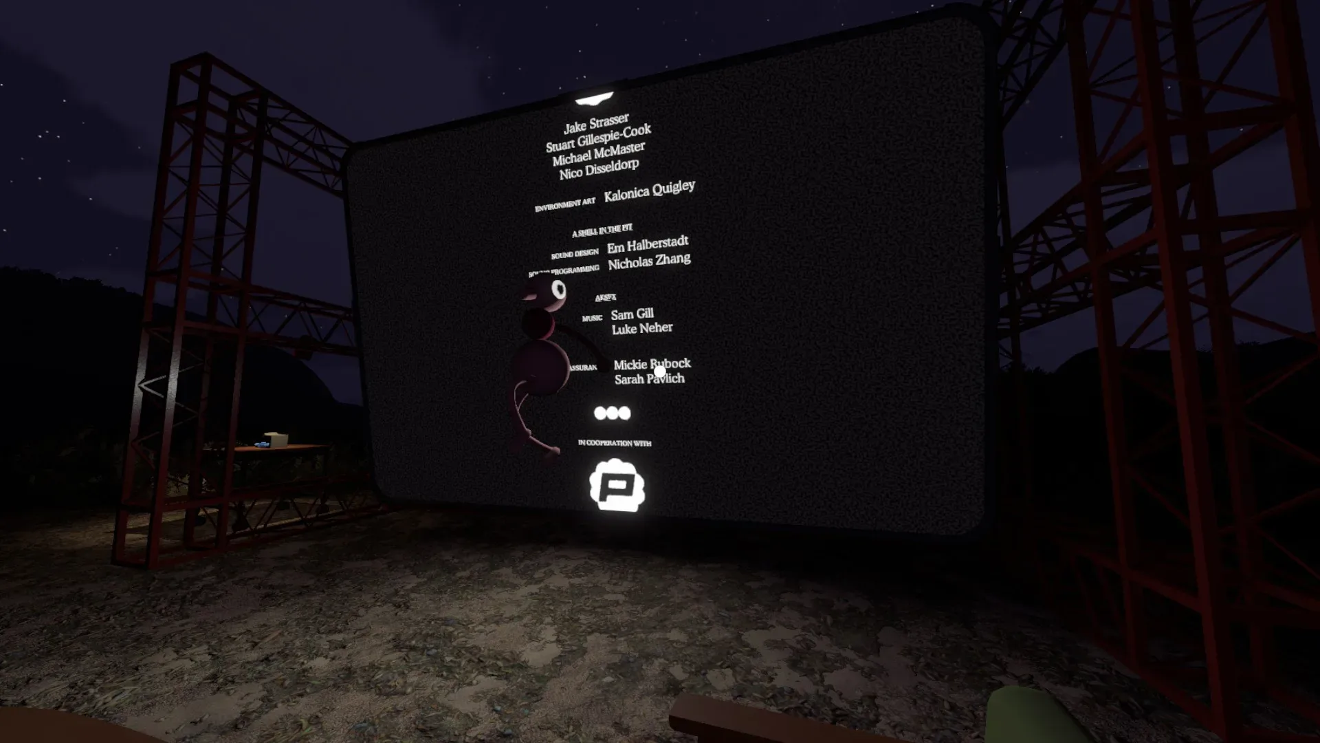 Big Walk credits viewed from the game’s main menu