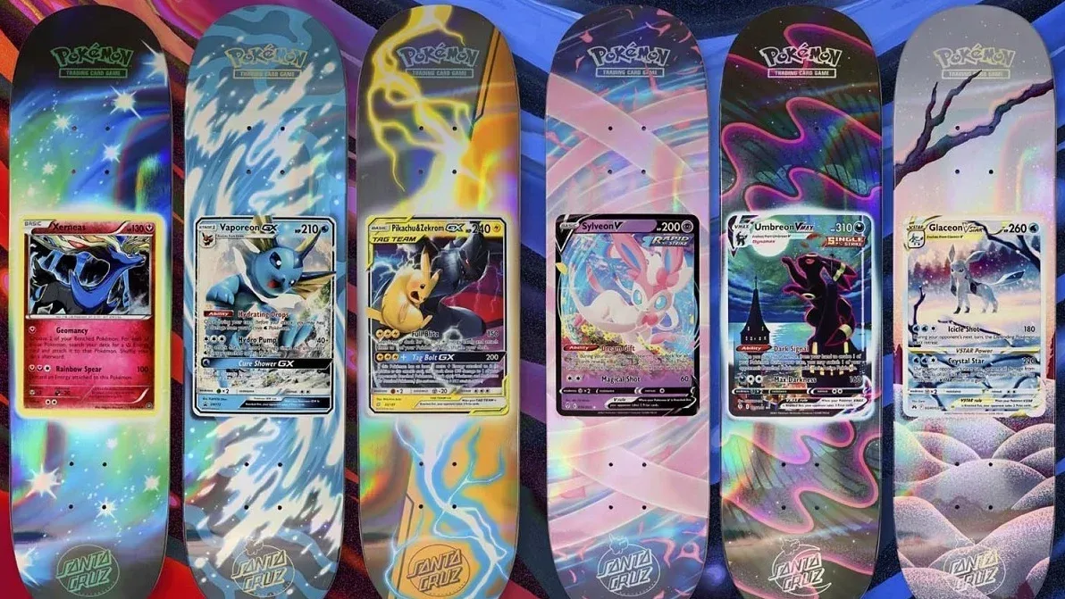 Sealed Pokémon Santa Cruz blind-bag skateboard deck packaging
