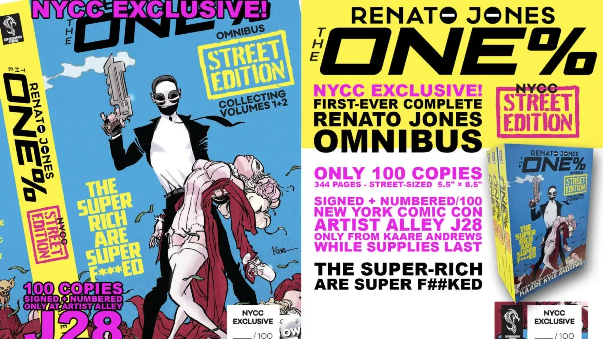 Kaare Andrews’ Renato Jones: Omnibus — Street Edition with reflective spot-gloss cover details
