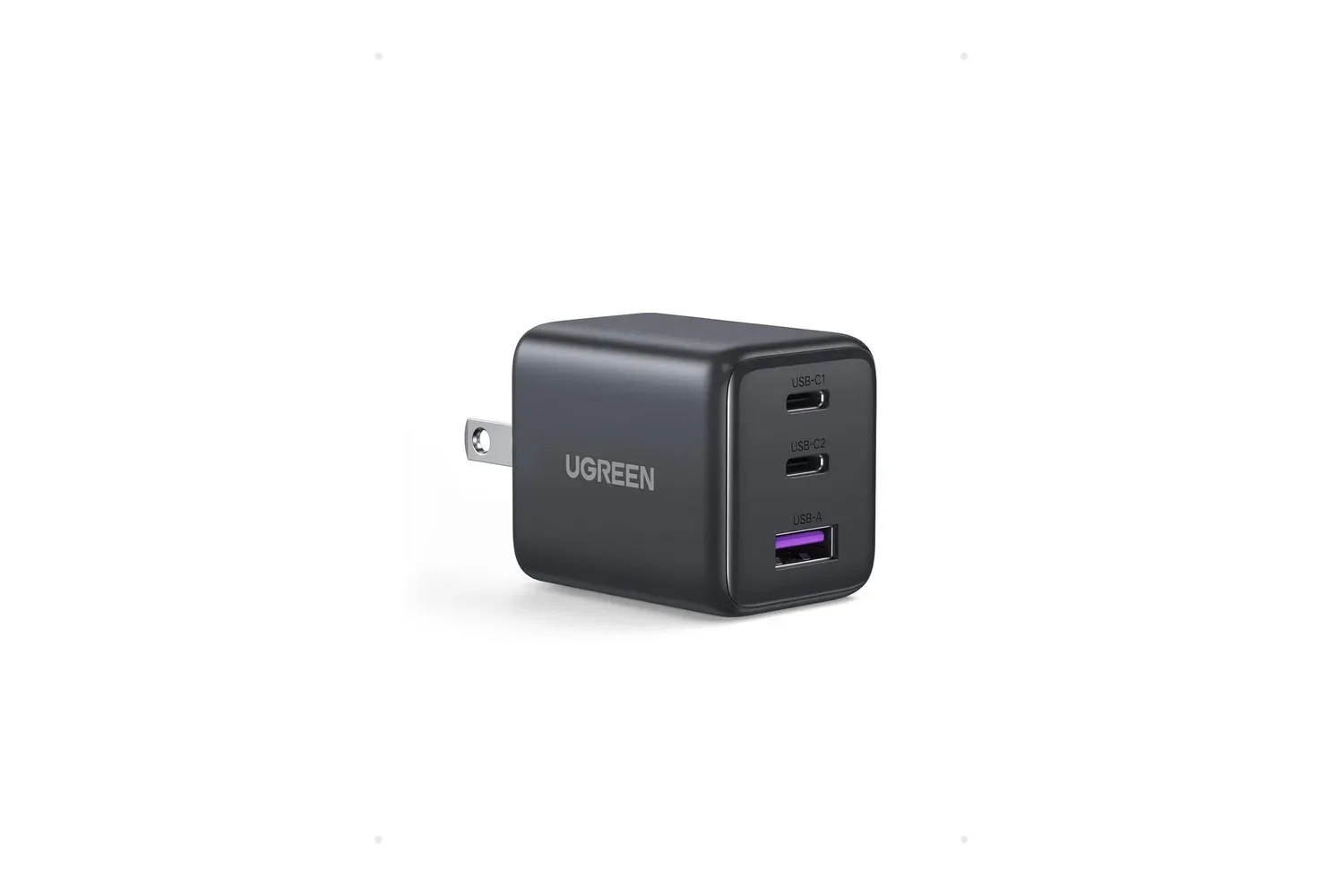 UGREEN 3-Port 30W USB-C Charger Block with two USB-C ports and one USB-A port