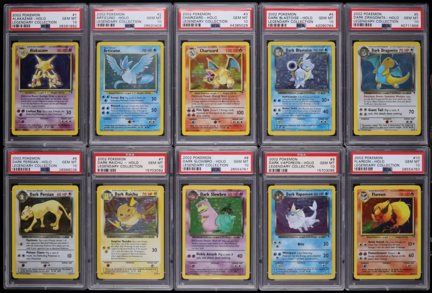 2002 Pokémon Legendary Collection Complete 19-Card Holo Lot PSA 10