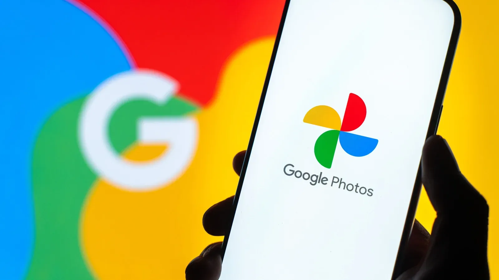 An Android phone displaying an edited photo in Google Photos