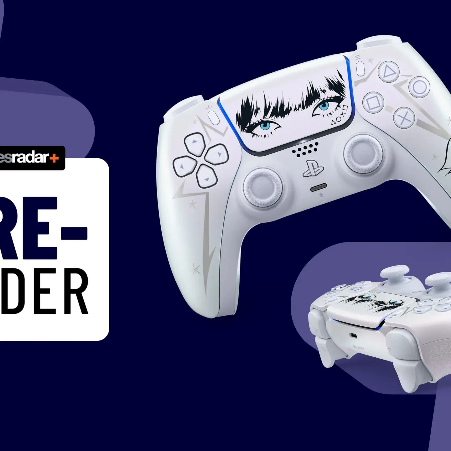 Lisa DualSense controllers on a dark blue background with pre-order badge