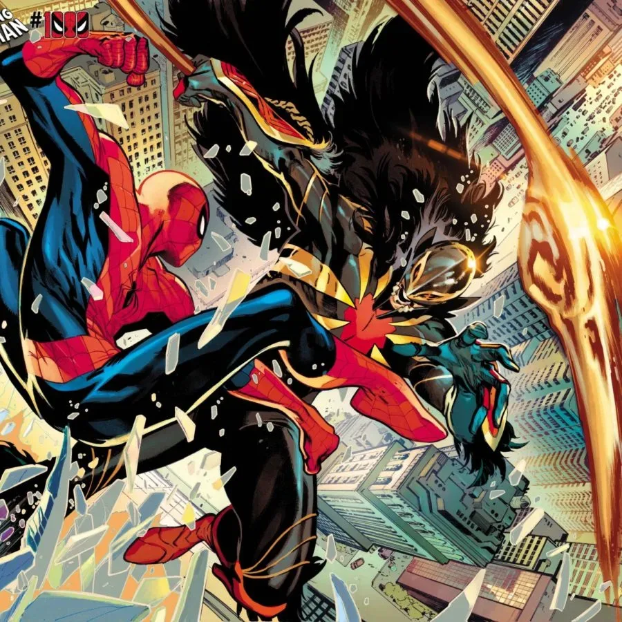 Marvel and DC comic books displayed in a retail shop