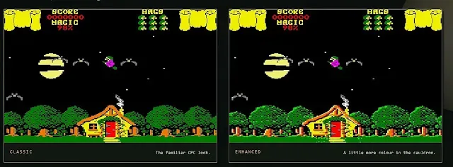 Classic and Enhanced visual modes in Cauldron: Halloween Edition