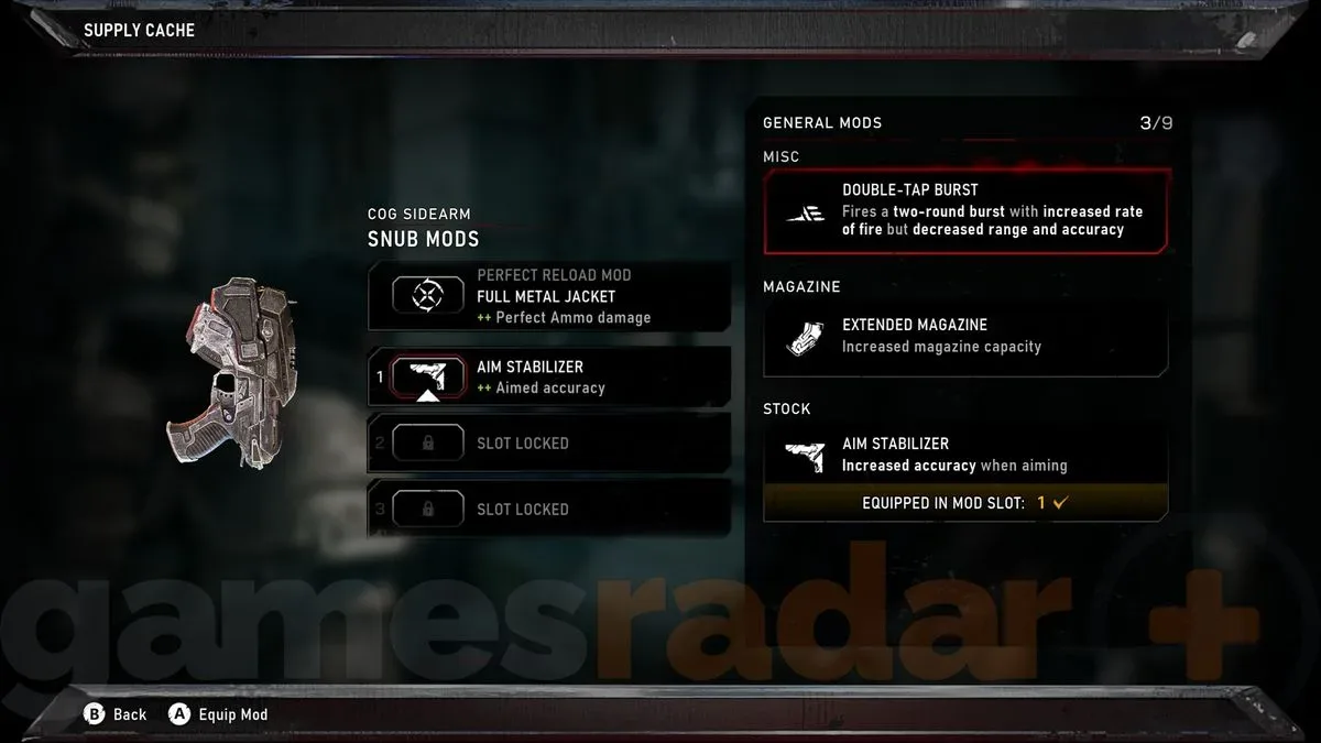 The best Stub mods shown in the Supply Cache screen.