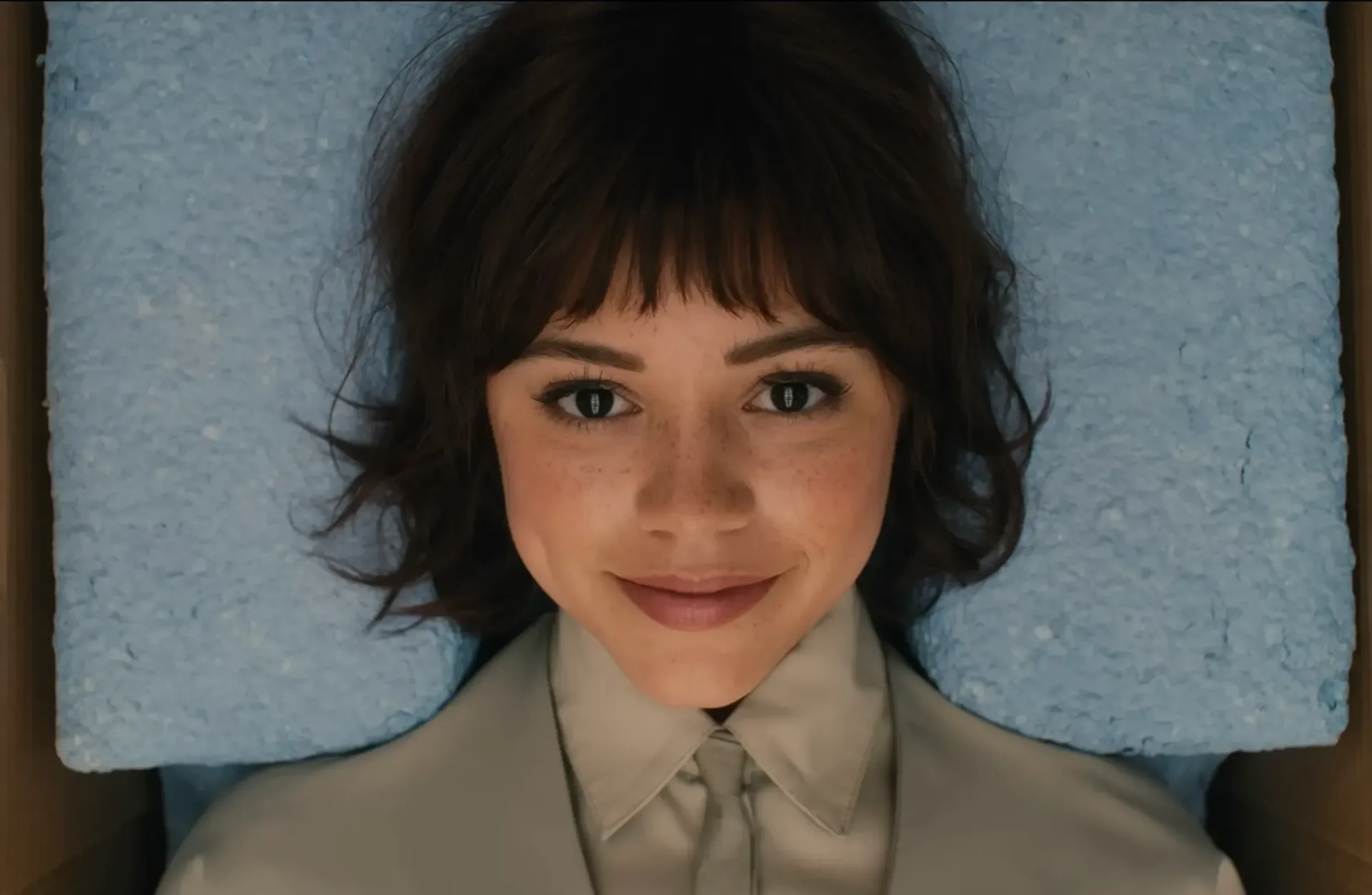 Jenna Ortega as Klara, a solar-powered artificial friend in Klara and the Sun