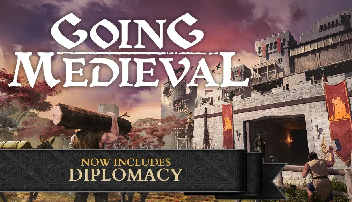 Going Medieval settlement surrounded by medieval defensive walls