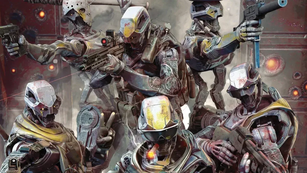Stone Kite’s One Zero One comic series artwork featuring a future conflict with rogue AI-driven robot soldiers