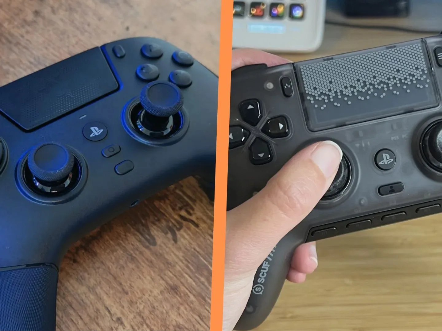 Rear button layouts on the Razer Raiju V3 Pro and Scuf Omega
