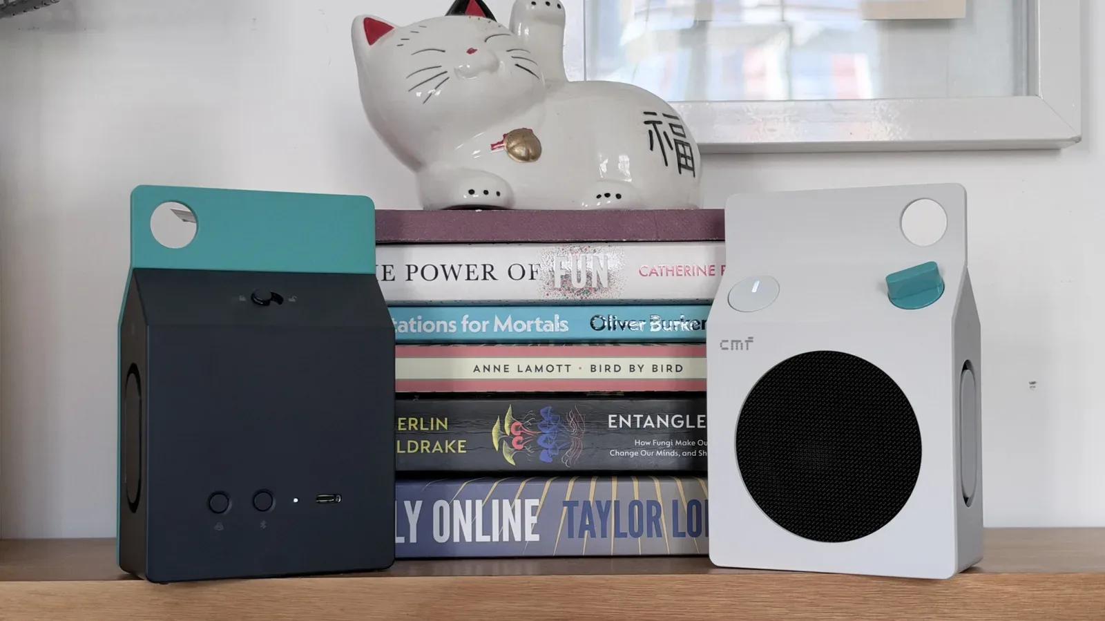 Orange CMF Speaker S portable speaker with carton-shaped design and control knob
