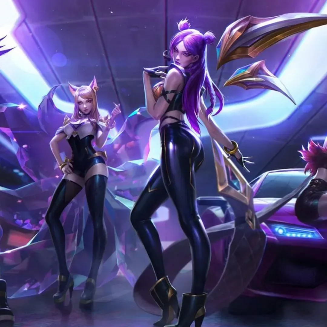K/DA All Out promotional artwork updated with hot pink and magenta flame effects