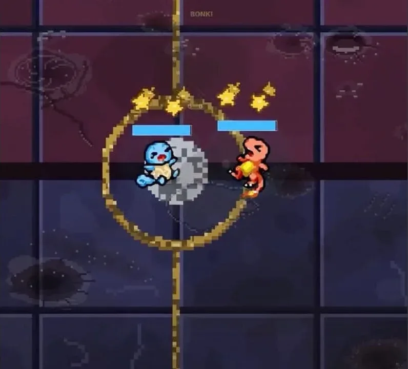 Pokémon Arena battle with reactive terrain and multiple Pokémon combatants