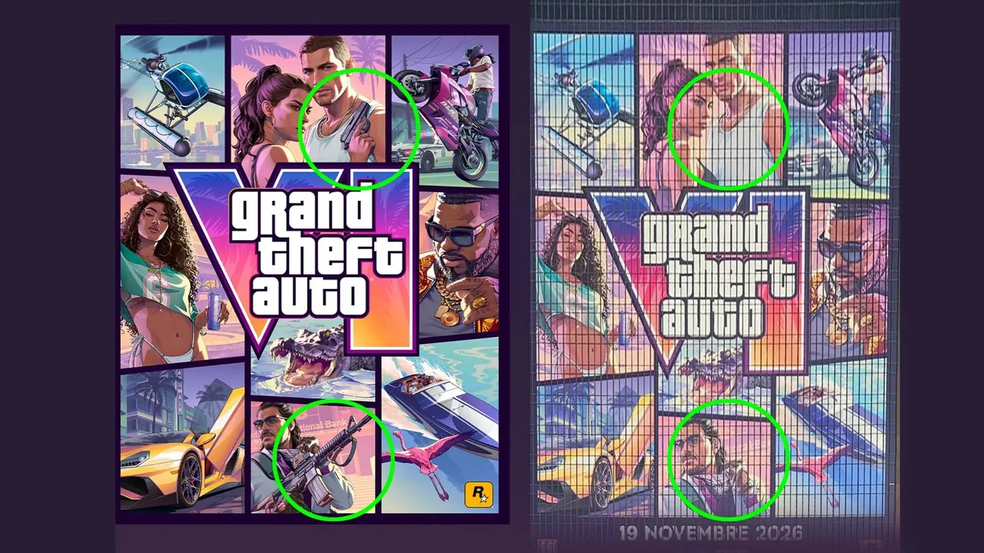 Grand Theft Auto 6 banner on a Les Mercuriales tower in Paris with edited cover artwork