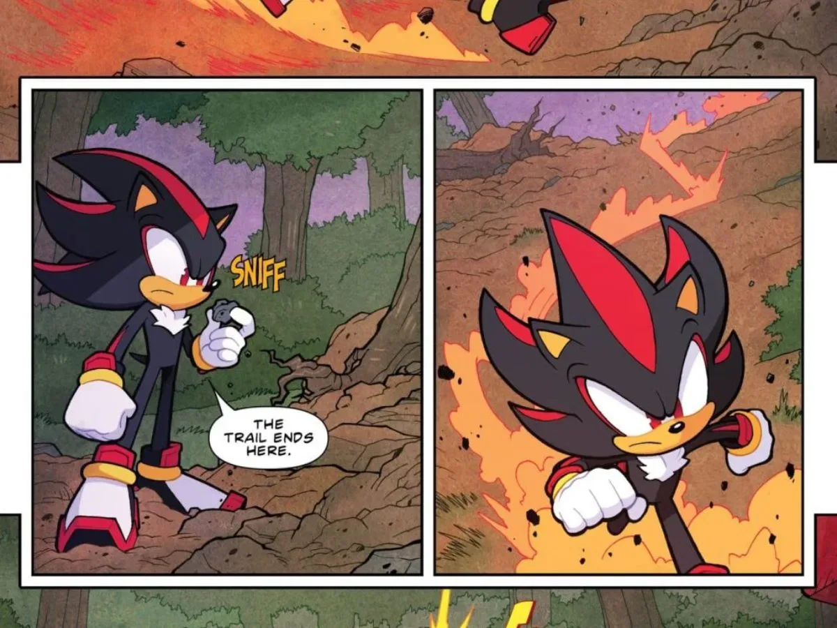 Sonic, Amy, Knuckles and Tails amid kaiju destruction in Sonic the Hedgehog x Godzilla #3