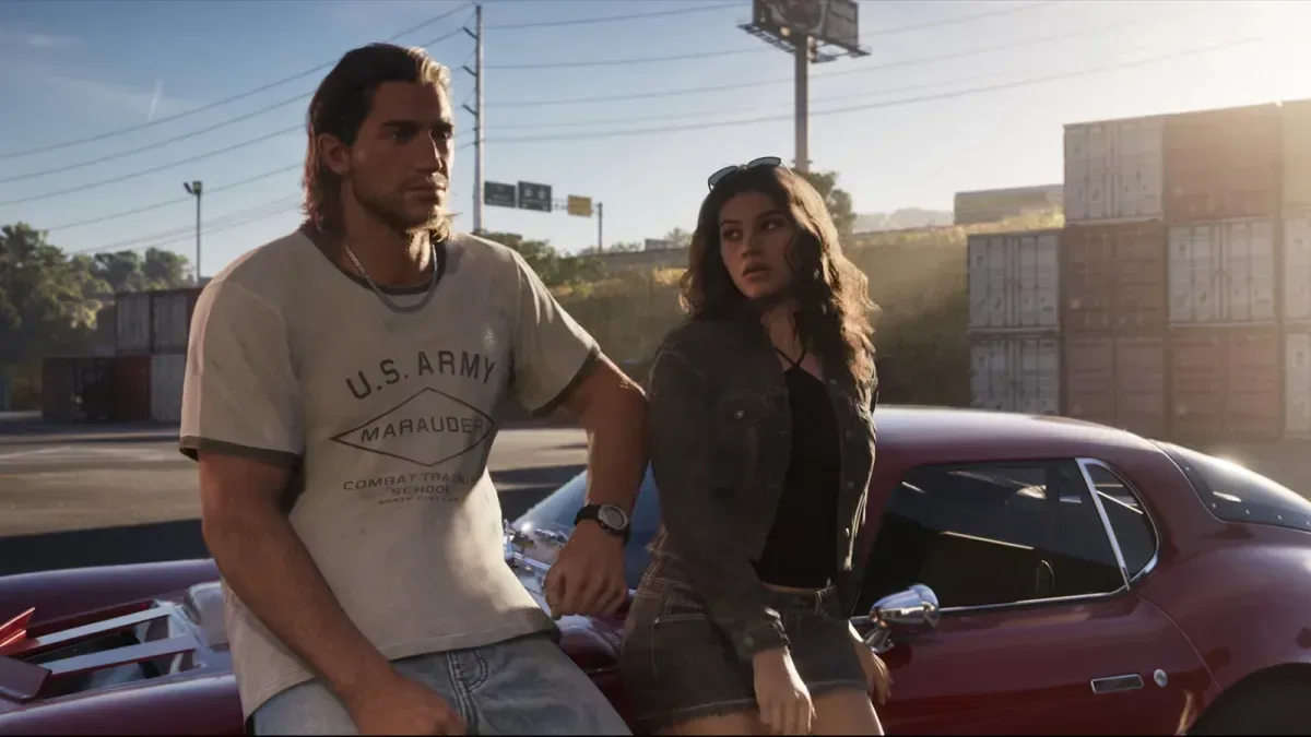 Jason and Lucia in a Grand Theft Auto VI trailer scene