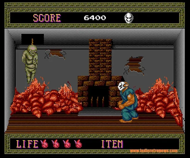 Splatterhouse running on an Amiga AGA system