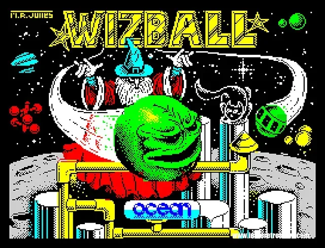 Wizball Enhanced Edition for ZX Spectrum 128K featuring the bouncing green hero