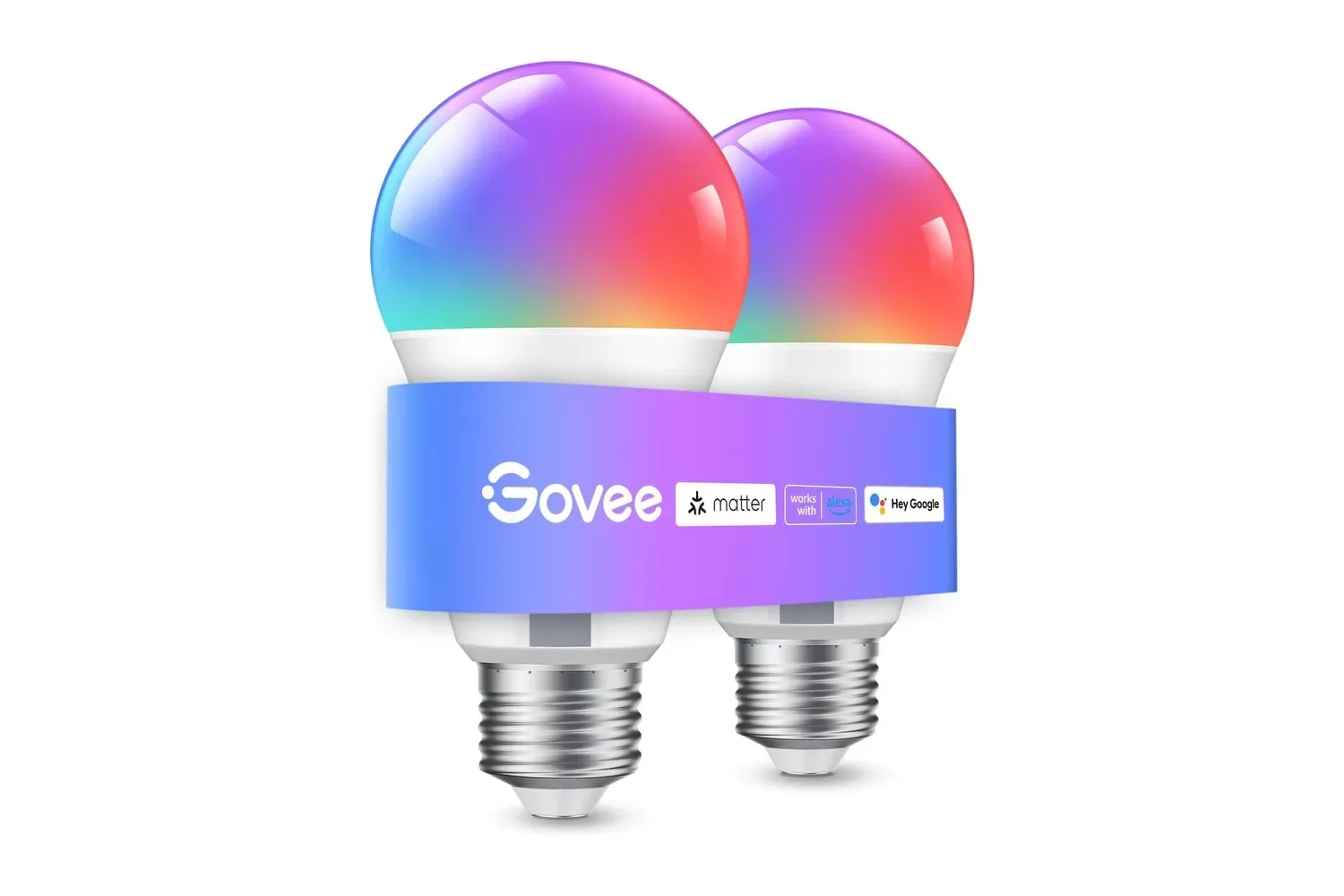 Govee smart LED bulbs installed in a colorful gaming room light fixture