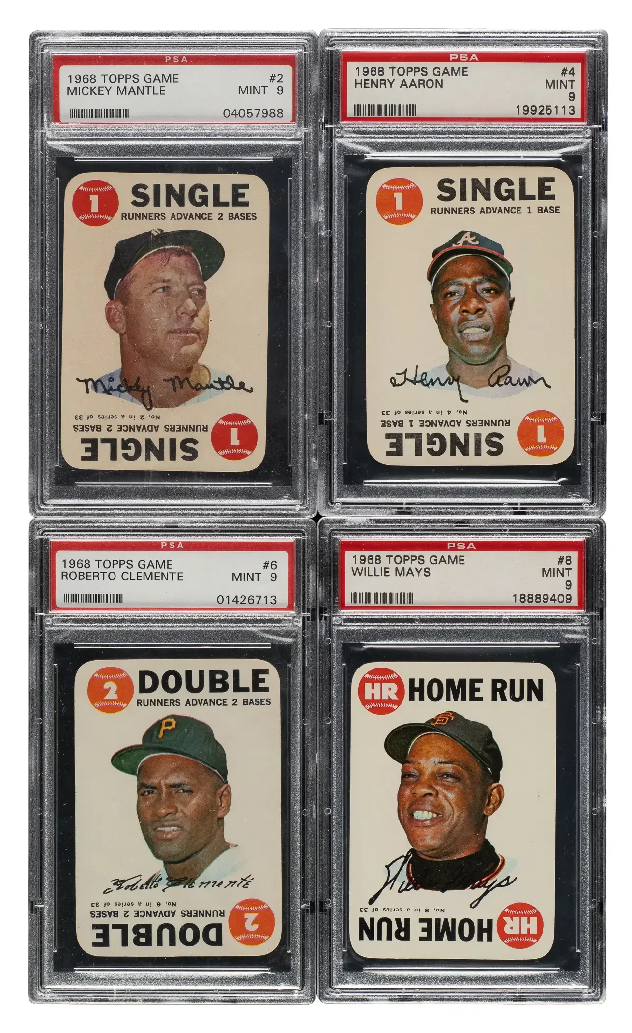 1968 Topps baseball cards with speckled brown borders