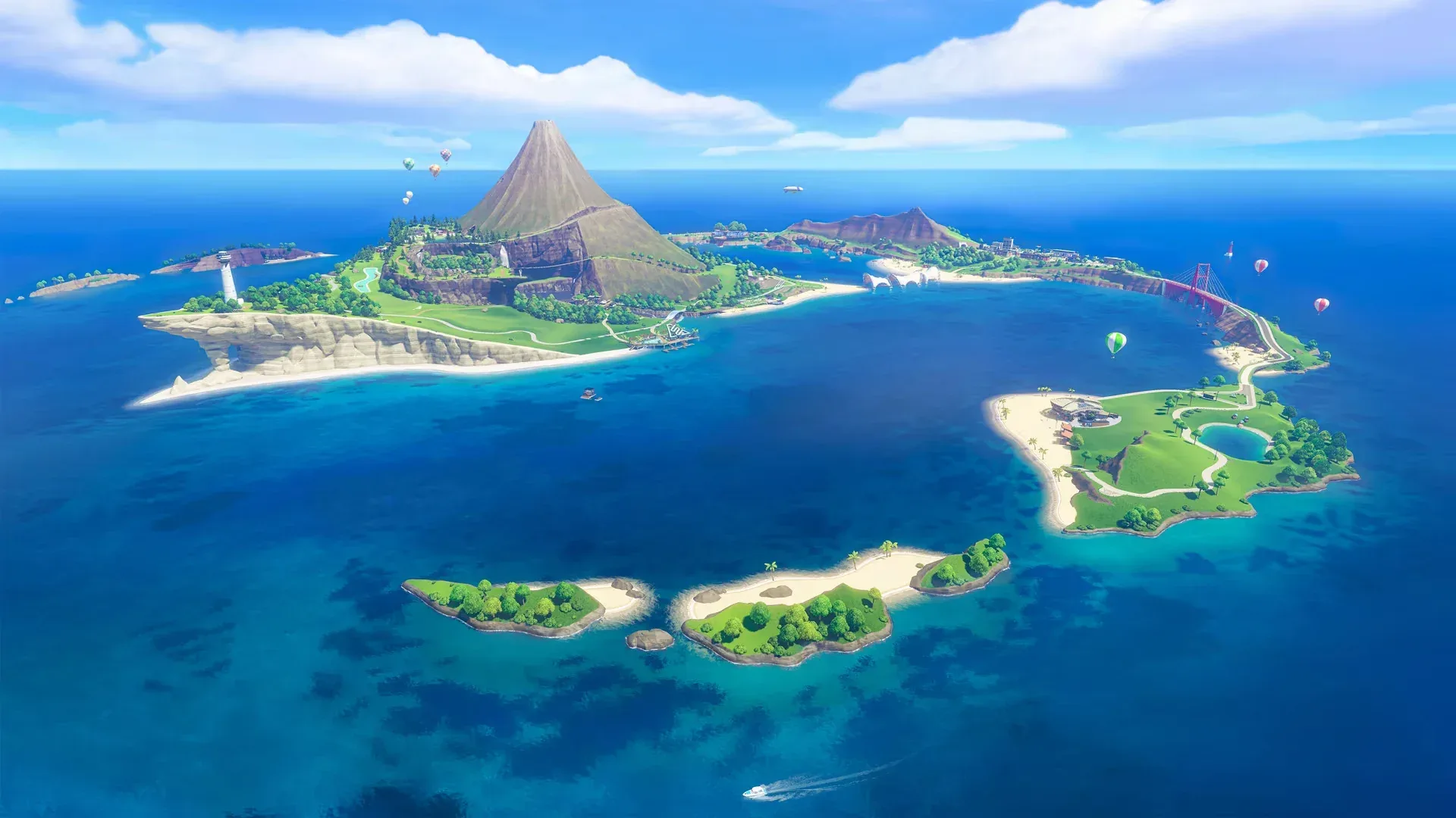 Aerial view of Wuhu Island in Nintendo Switch Sports Resort