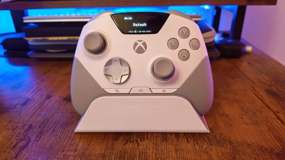 SteelSeries Aeon Pro controller seated in its charging stand