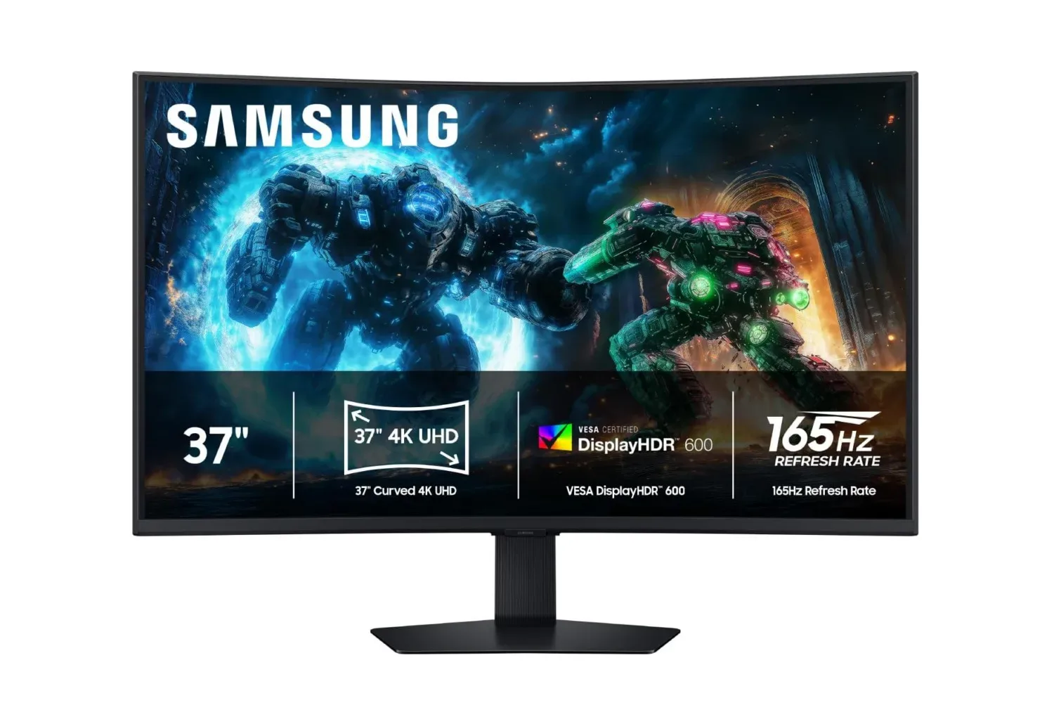 Samsung Odyssey G7 G75F 37-inch curved 4K gaming monitor on a desk