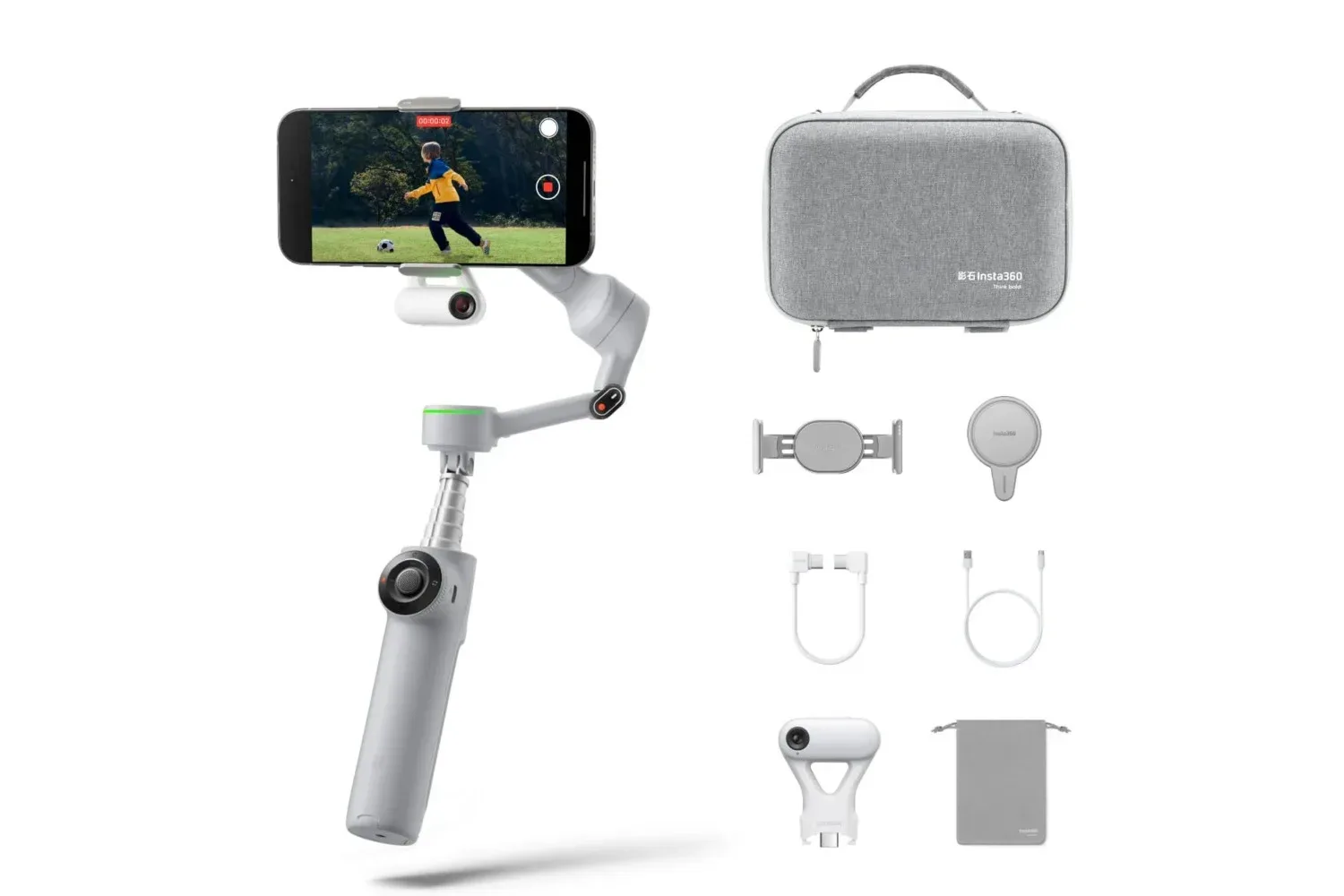 Insta360 Flow 2 Pro smartphone gimbal set up for mobile video recording