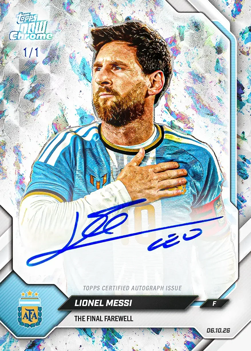 Lionel Messi 2026 Argentina Topps NOW Final Farewell Pack card