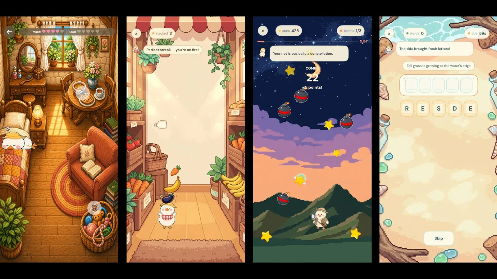 A 16-bit virtual pet interface representing Meta’s Waddle World AI journaling app