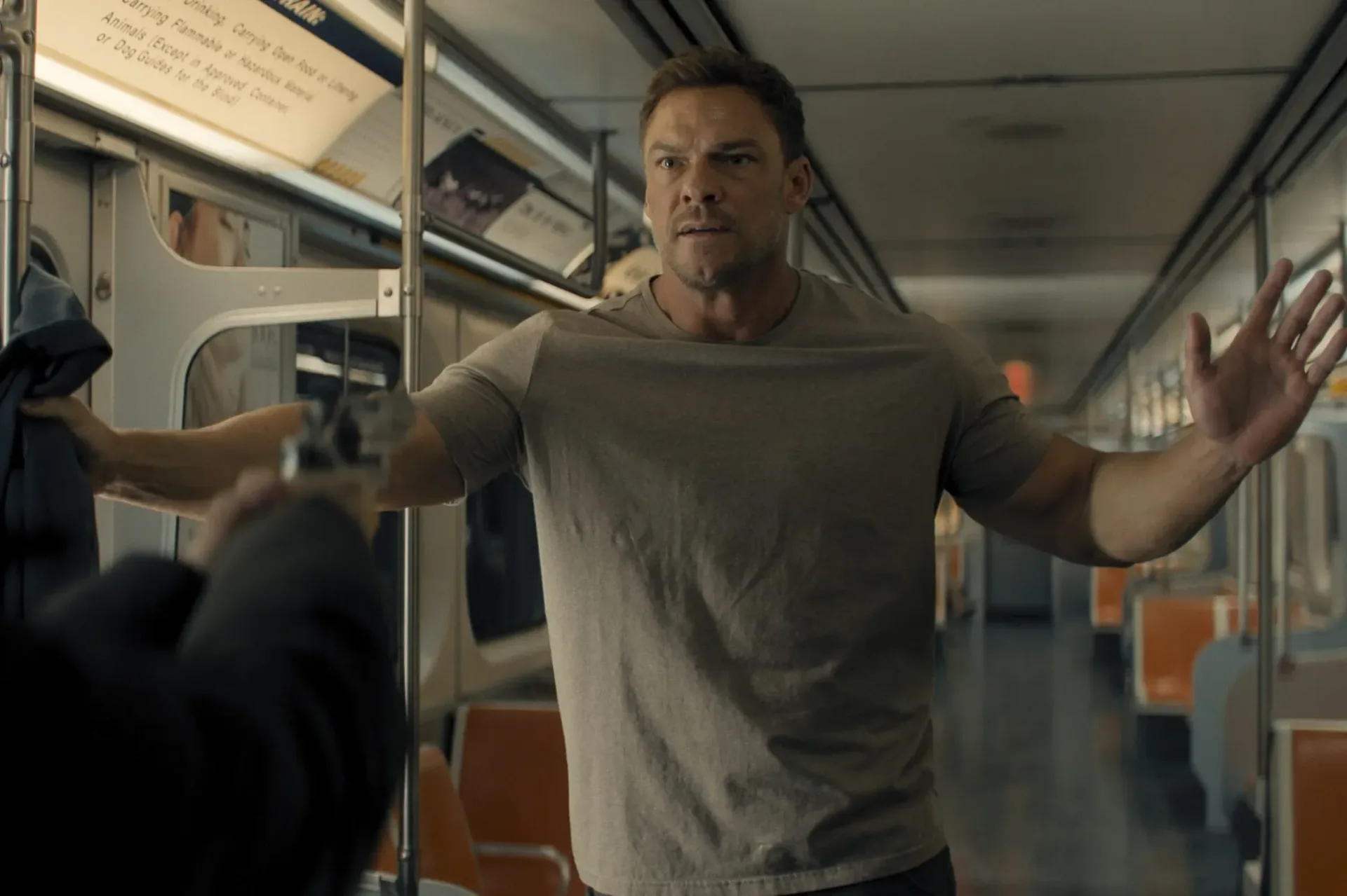 Alan Ritchson as Reacher in promotional artwork for the Prime Video series