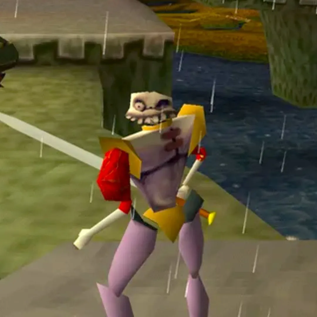 MediEvil Recomp for PC screenshot with Sir Dan looking back at camera.