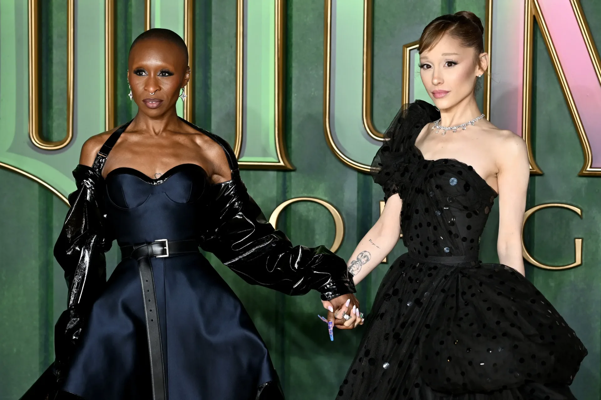 Cynthia Erivo and Ariana Grande during a Wicked promotional appearance