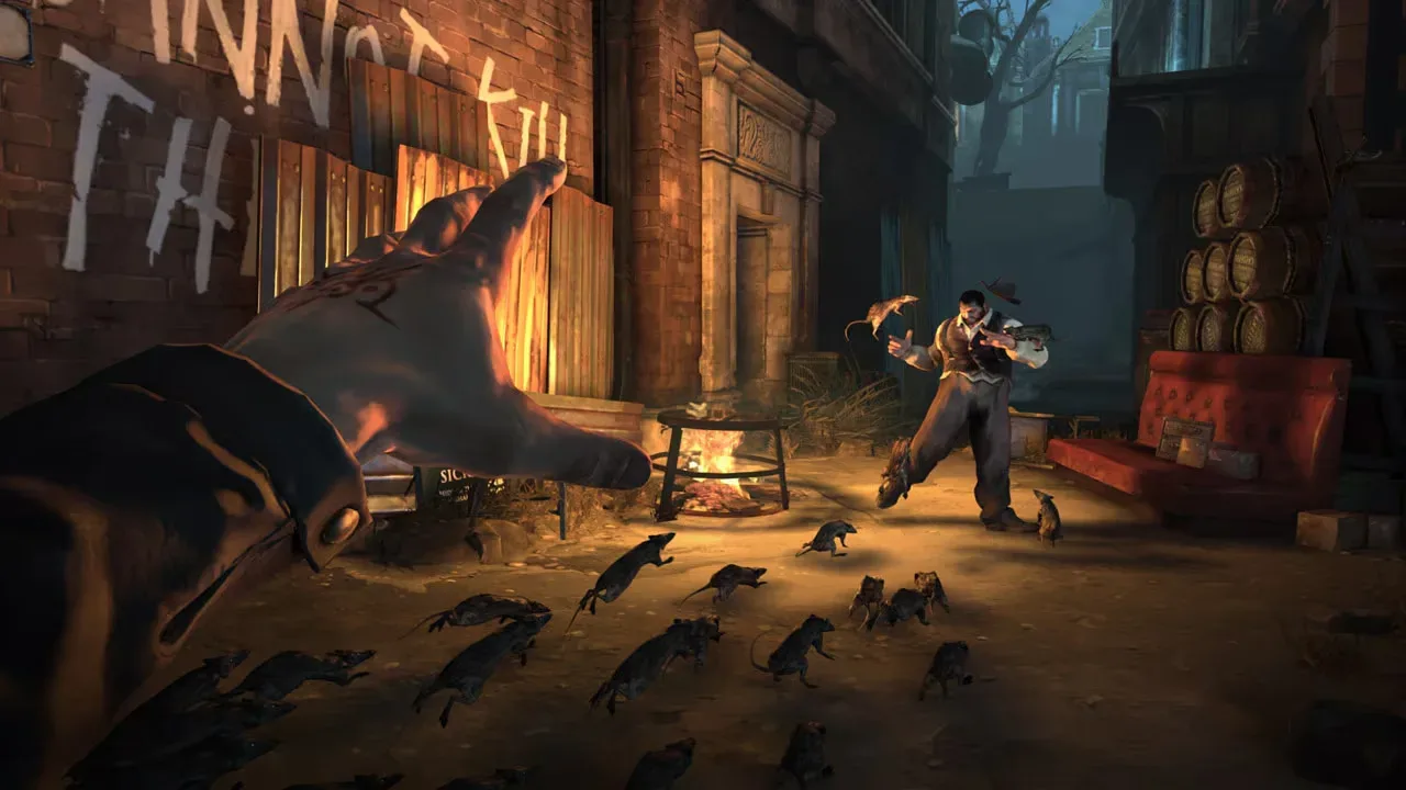 Bloodborne hunter facing a gothic horror setting