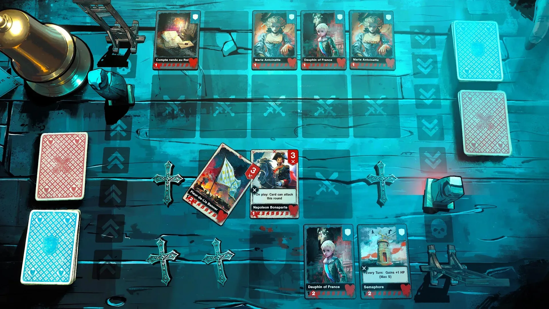 Lazare’s Sacrifice strategic card battle set in Carmes Prison