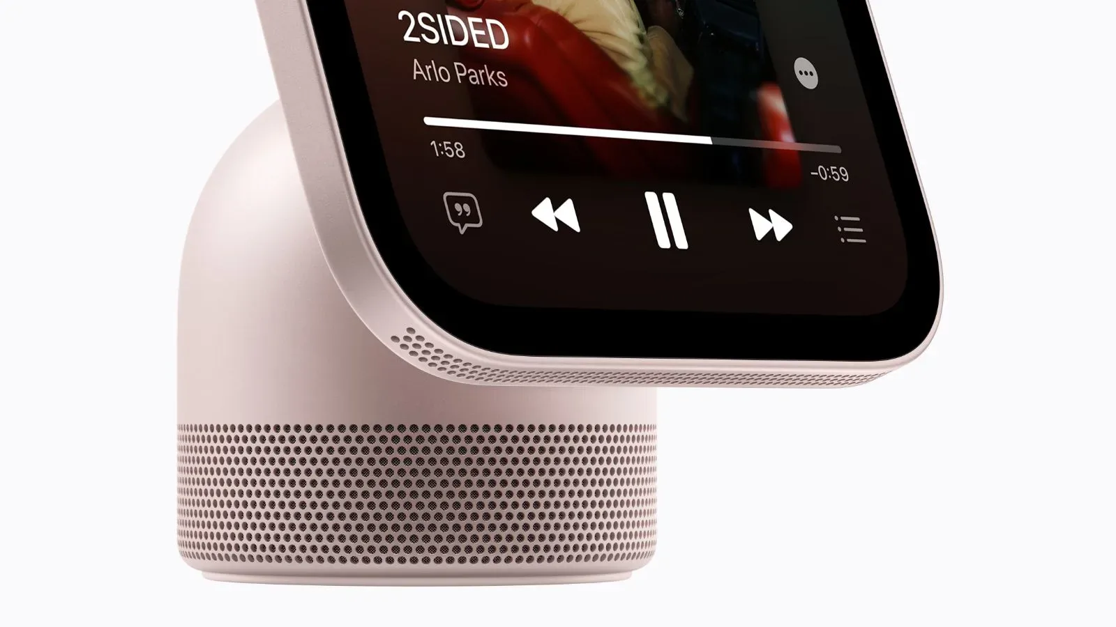 Apple HomeView tabletop model showing its domed speaker base
