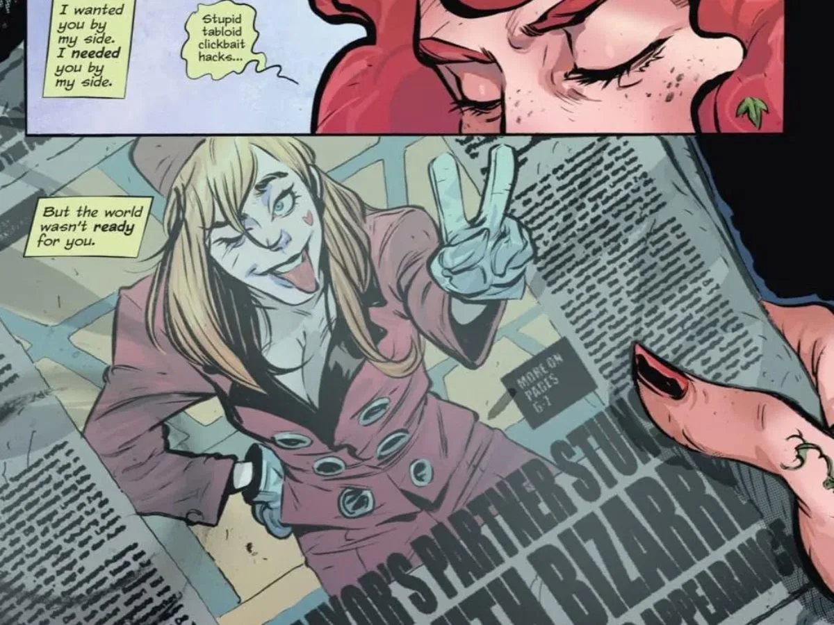 Harley Quinn cuts through a plant-overrun Gotham to reach Poison Ivy