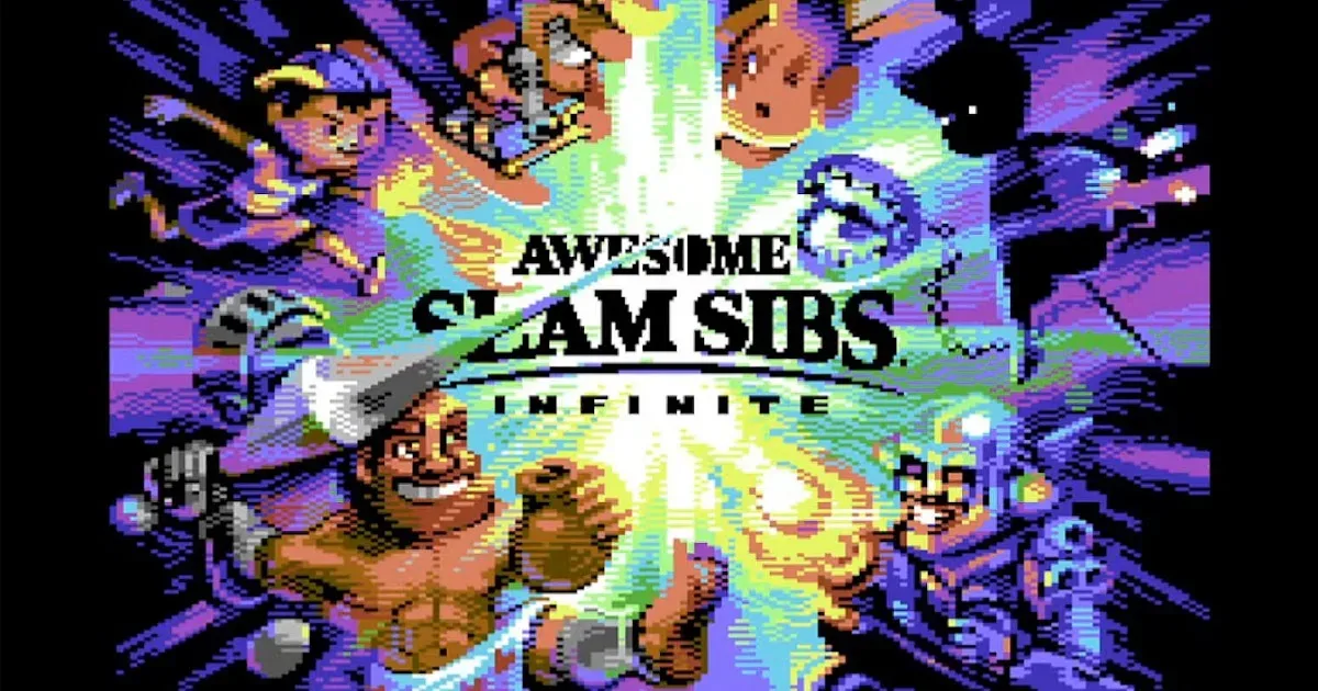 Awesome SlamSibs Infinite menu graphics for the Commodore 64