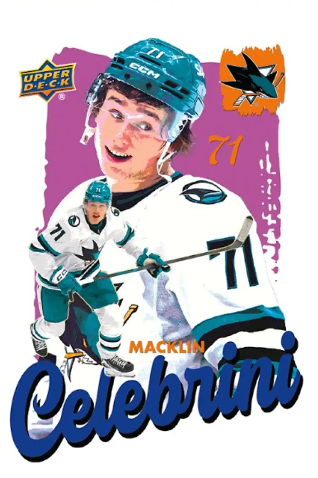 Youthful Spirits hockey card featuring original artwork by Presten Warren