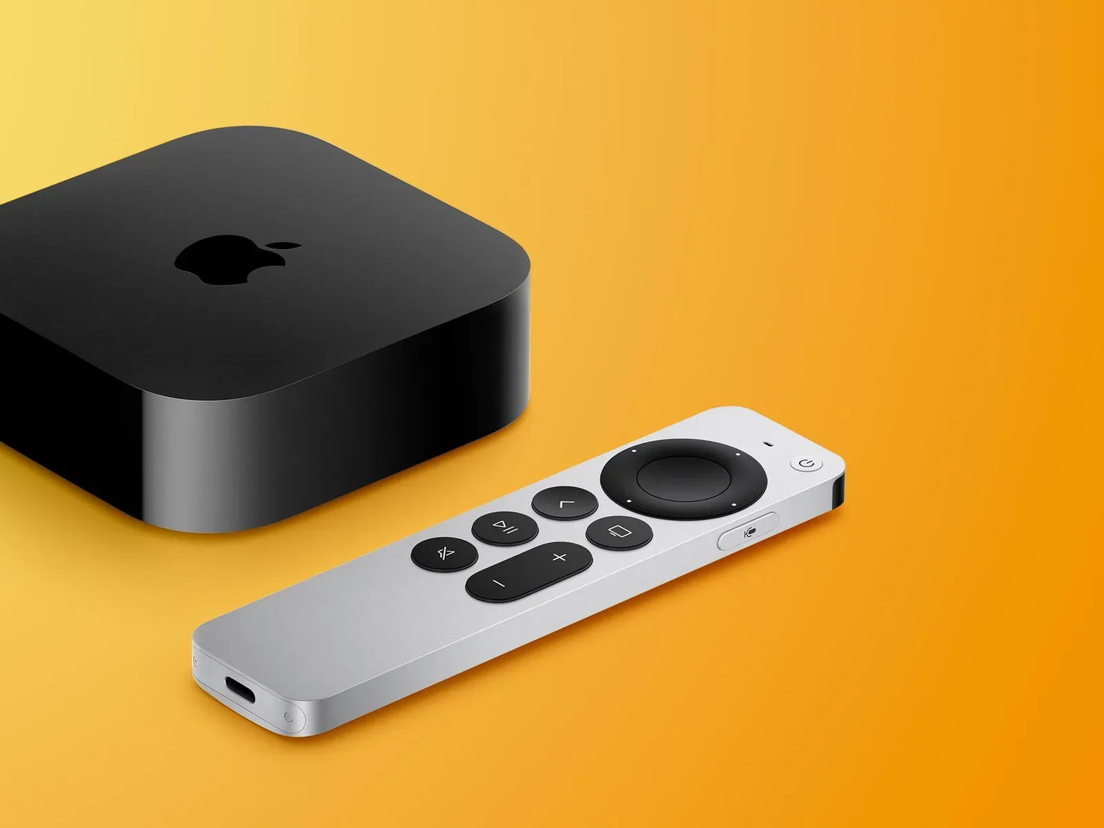 Apple TV 4K home entertainment setup on a television stand