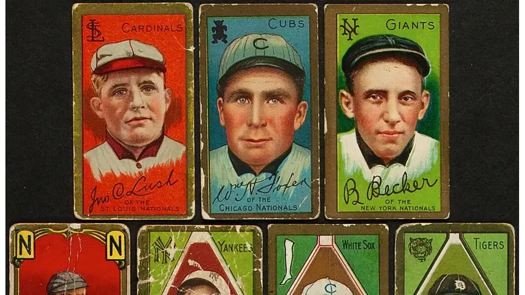 T205 Gold Border baseball card with worn gold frame