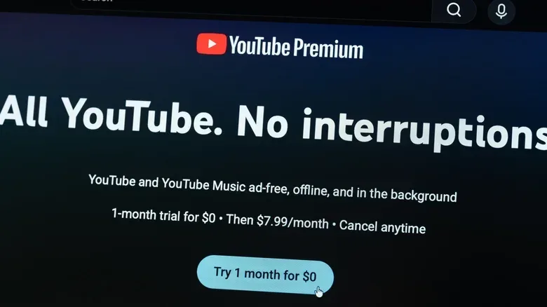 YouTube Premium home page with pricing and plan details.