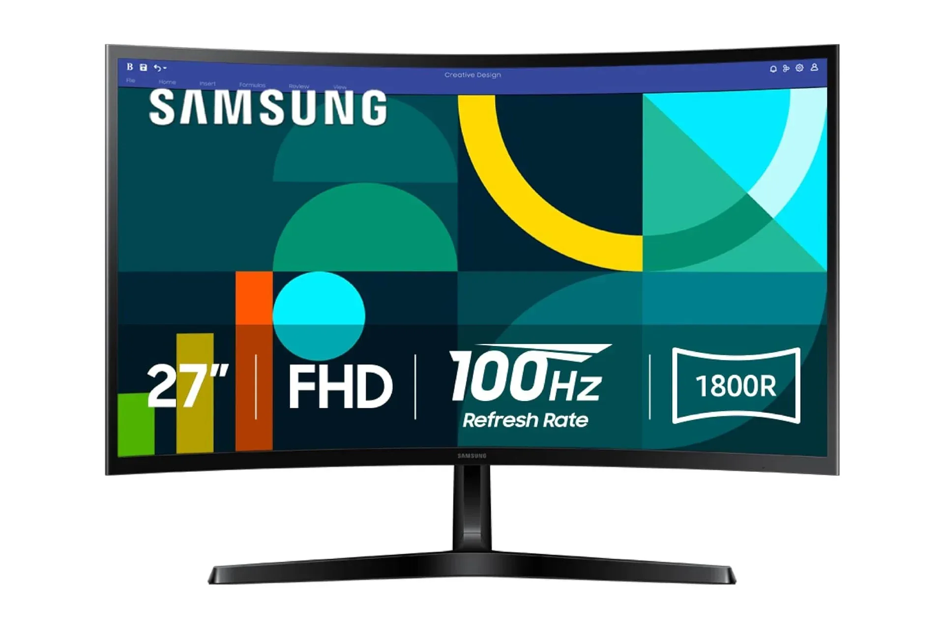 Samsung Essential S3 S36GD 27-inch curved monitor shown from the front