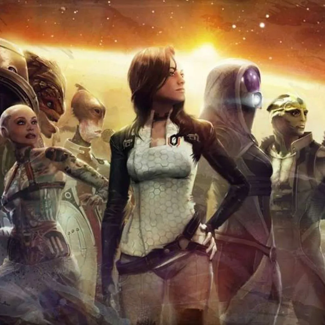 Commander Shepard using a biotic power in Mass Effect 2 combat