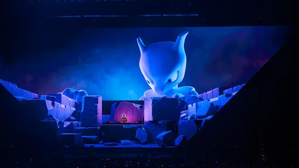 Groudon and Kyogre battle in Pokémon Night Out concert visuals