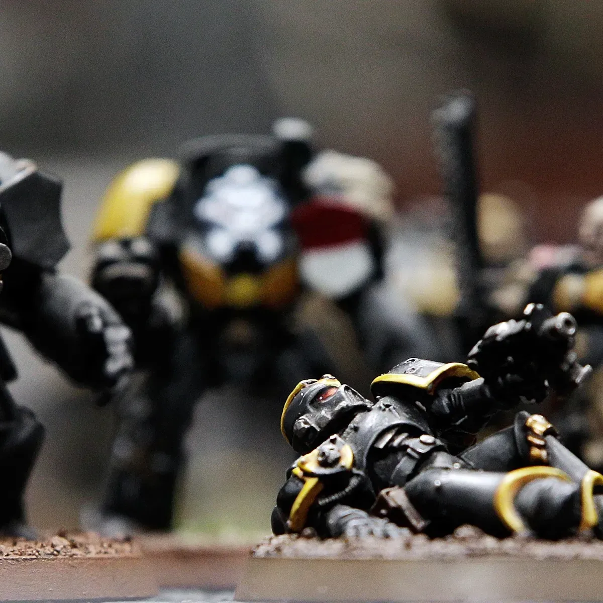Painted Warhammer 40,000 miniatures representing Games Workshop’s tabletop gaming business