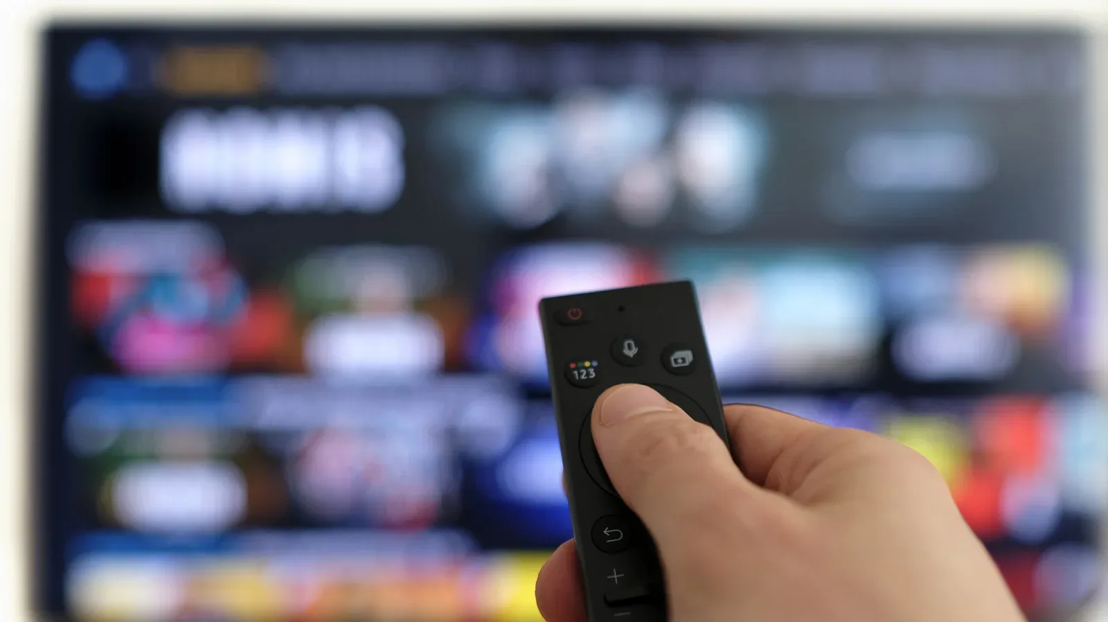 A connected television displaying a grid of streaming apps