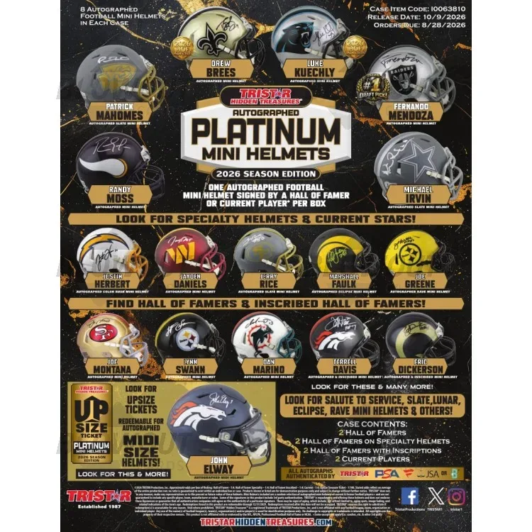 2026 Tristar Hidden Treasures Football Mini Helmet Platinum Season Edition 8 Box Case product image
