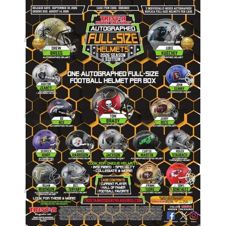 2026 Tristar Hidden Treasures Football Autographed Full-Size Helmet Season Edition 3 Box Case product image